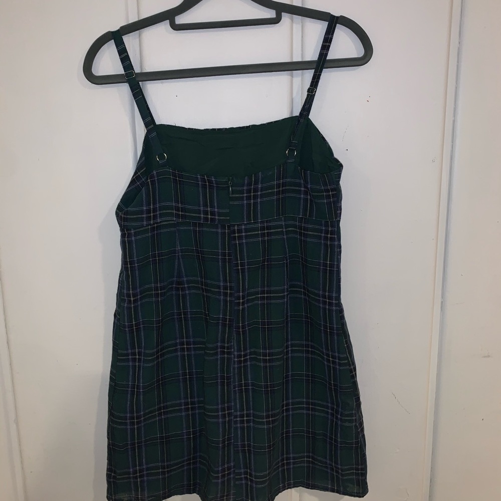 Green plaid mini dress